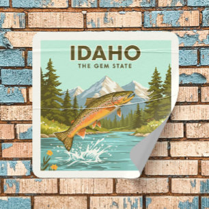 Pegatina Cuadrada Vintage Idaho