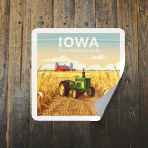 Pegatina Cuadrada Vintage Iowa