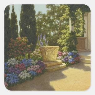 Pegatina Cuadrada Vintage Ivan Choultse Jardin Villa Cypris