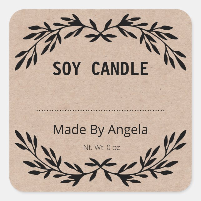 Pegatina Cuadrada Vintage Kraft Homemade Blank (Anverso)