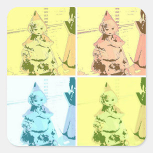 Pegatina Cuadrada Vintage Little Red Riding Hood