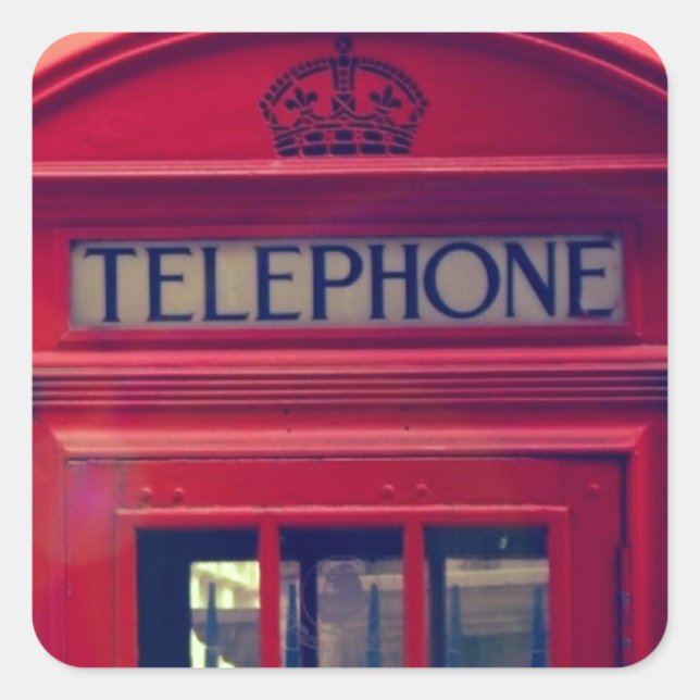 Pegatina Cuadrada Vintage London City Red Public Telepoth (Anverso)