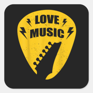 Pegatina Cuadrada Vintage Love Guitar Music Lover Gift