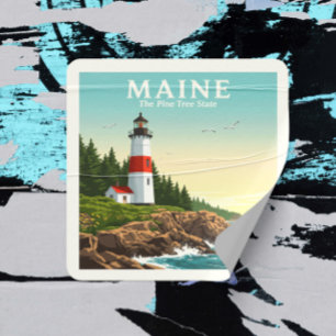 Pegatina Cuadrada Vintage Maine