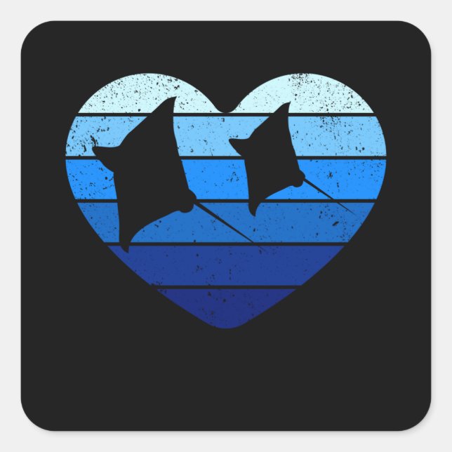 Pegatina Cuadrada Vintage Manta Ray (Anverso)