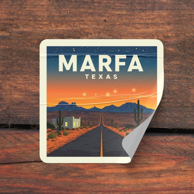 Pegatina Cuadrada Vintage Marfa Texas (Subido por el creador)