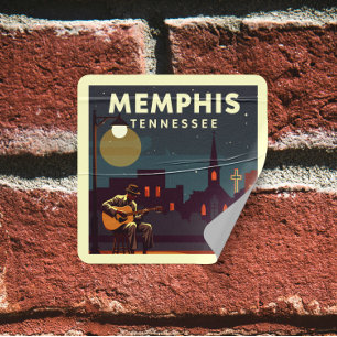 Pegatina Cuadrada Vintage Memphis Tennessee