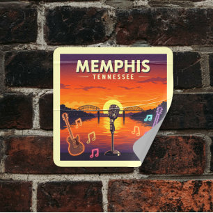 Pegatina Cuadrada Vintage Memphis Tennessee