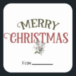 Pegatina Cuadrada Vintage Merry Christmas Holidays Type<br><div class="desc">Elementos coincidentes disponibles.</div>