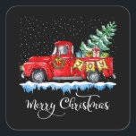 Pegatina Cuadrada Vintage Merry Christmas Red Truck Old Fashioned Ch<br><div class="desc">Vintage Merry Christmas Red Truck Viejos Navidades de moda</div>