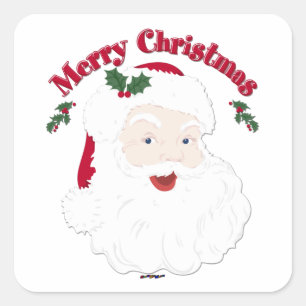 Pegatina Cuadrada Vintage Merry Christmas Santa