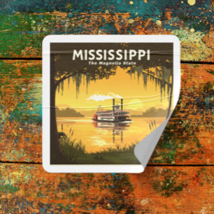 Pegatina Cuadrada Vintage Mississippi