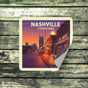 Pegatina Cuadrada Vintage Nashville Tennessee