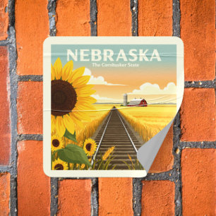 Pegatina Cuadrada Vintage Nebraska