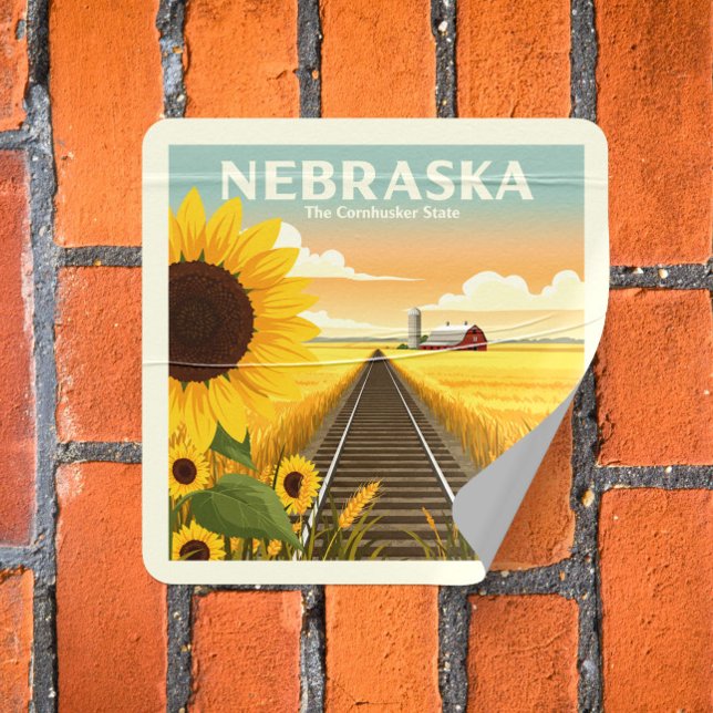 Pegatina Cuadrada Vintage Nebraska (Subido por el creador)
