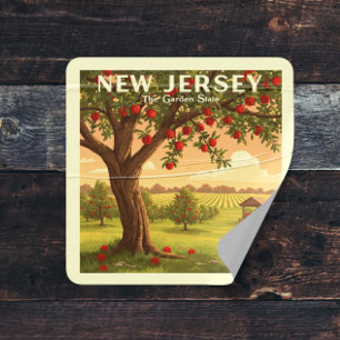 Pegatina Cuadrada Vintage New Jersey