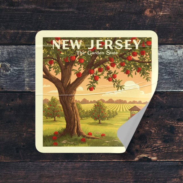 Pegatina Cuadrada Vintage New Jersey (Subido por el creador)