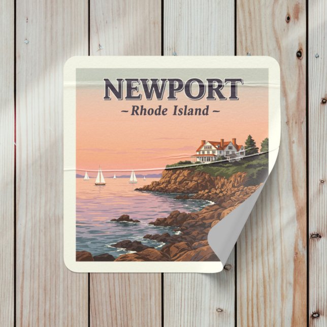 Pegatina Cuadrada Vintage Newport Rhode (Subido por el creador)