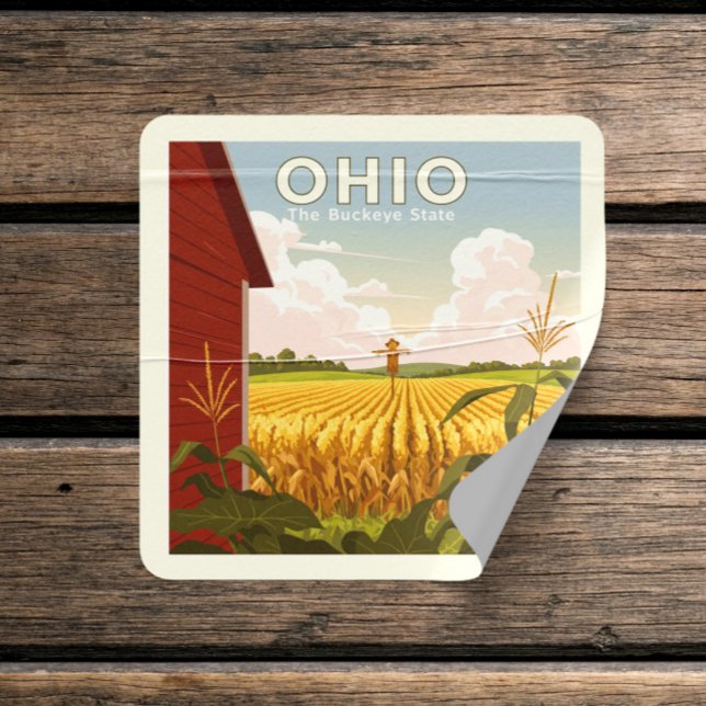 Pegatina Cuadrada Vintage Ohio (Subido por el creador)
