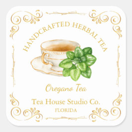 Pegatina Cuadrada Vintage Oregano Tea Square Label