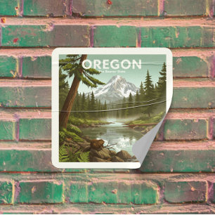 Pegatina Cuadrada Vintage Oregon