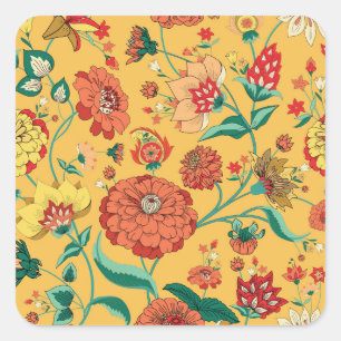 Pegatina Cuadrada Vintage Paisley Floral Garden