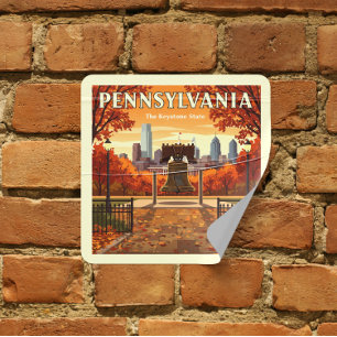 Pegatina Cuadrada Vintage Pennsylvania