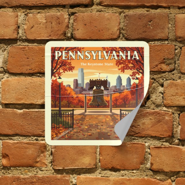 Pegatina Cuadrada Vintage Pennsylvania (Subido por el creador)