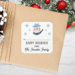 Pegatina Cuadrada Vintage personalizado de nieve de ida y vuelta