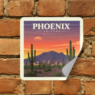 Pegatina Cuadrada Vintage Phoenix Arizona