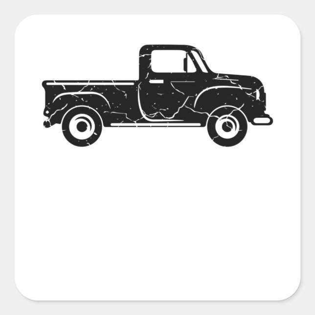 Pegatina Cuadrada VINTAGE PICKUP TRUCK Old Pickup Truck Oldtimer (Anverso)