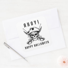 Pegatina Cuadrada Vintage Pirate Skull Halloween