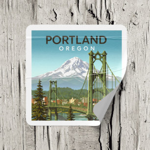 Pegatina Cuadrada Vintage Portland Oregón
