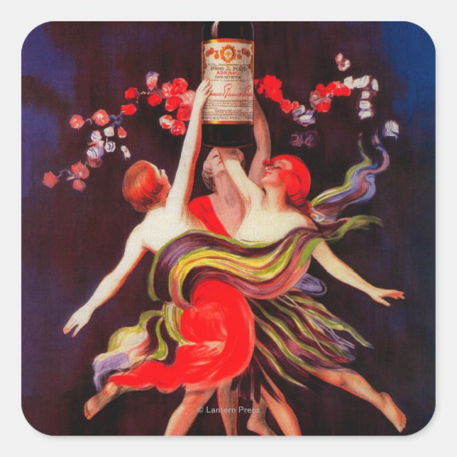 Pegatina Cuadrada Vintage PosterEurope del Pinto de Ramos (Anverso)