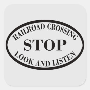 Pegatina Cuadrada Vintage Railroad Crossing