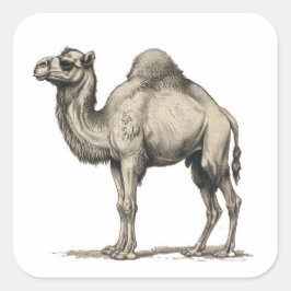 Pegatina Cuadrada Vintage Realistic Camel Illustration-Desert Camel