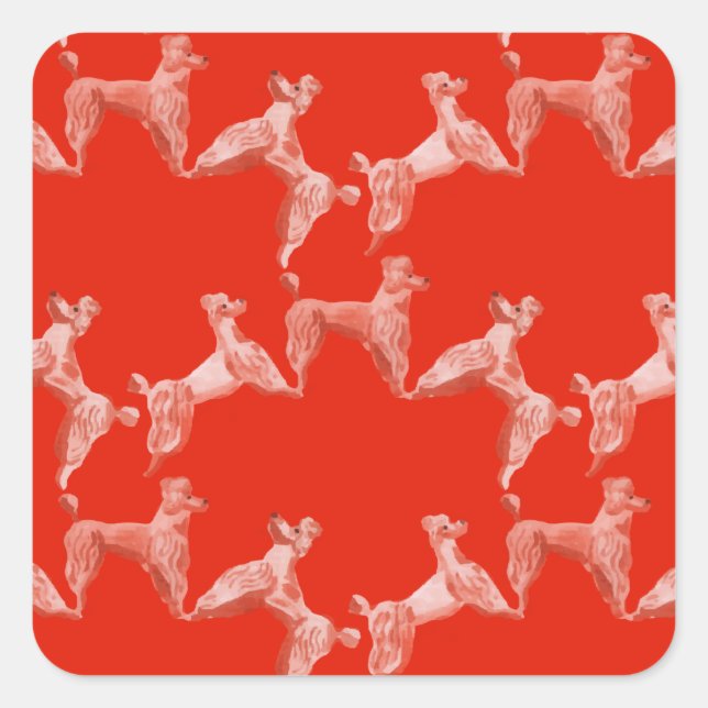 Pegatina Cuadrada Vintage Red Dogs Mascota Fiesta acuarela (Anverso)
