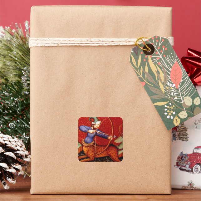 Pegatina Cuadrada Vintage Sagittarius (Vacaciones)