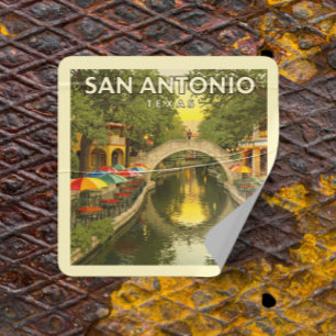 Pegatina Cuadrada Vintage San Antonio Texas