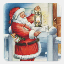 Pegatina Cuadrada Vintage Santa Claus