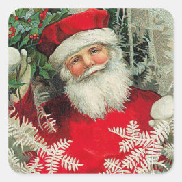Pegatina Cuadrada Vintage Santa Claus