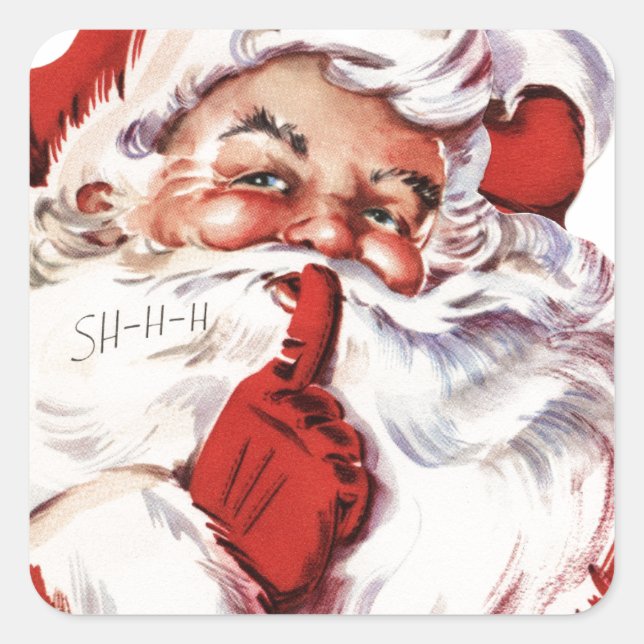 Pegatina Cuadrada Vintage Santa Claus (Anverso)
