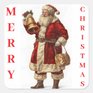 Pegatina Cuadrada Vintage Santa Claus