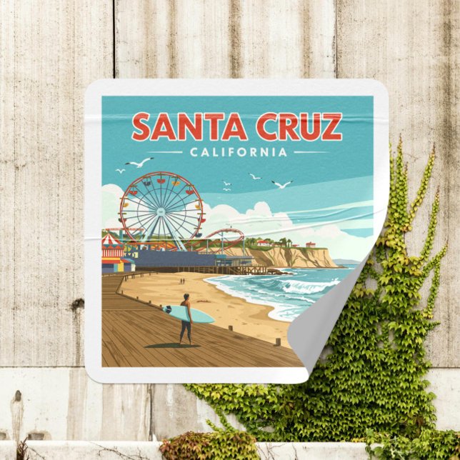 Pegatina Cuadrada Vintage Santa Cruz California (Subido por el creador)
