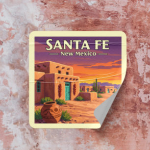 Pegatina Cuadrada Vintage Santa Fe Nuevo México