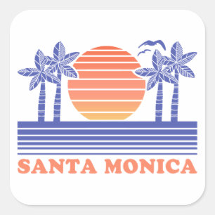 Pegatina Cuadrada Vintage Santa Monica