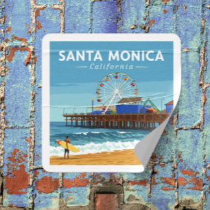 Pegatina Cuadrada Vintage Santa Monica California