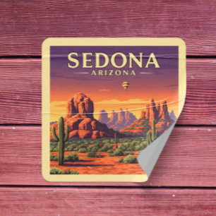 Pegatina Cuadrada Vintage Sedona Arizona