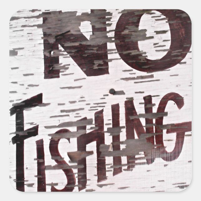 Pegatina Cuadrada Vintage Sin Rótulo Pesquero (Anverso)