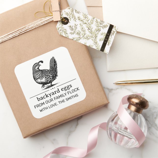 Pegatina Cuadrada Vintage-Sketch Egg Carton Labels Personalized (Regalar)